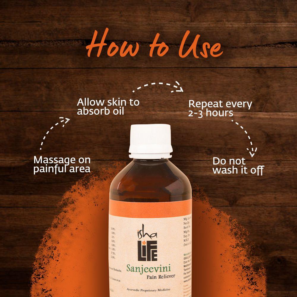 Picture of Isha Life Sanjeevini pain reliever oil. 100% Natural. Highly potent ancient formulation. No mineral oil or preservatives - (100ml)
