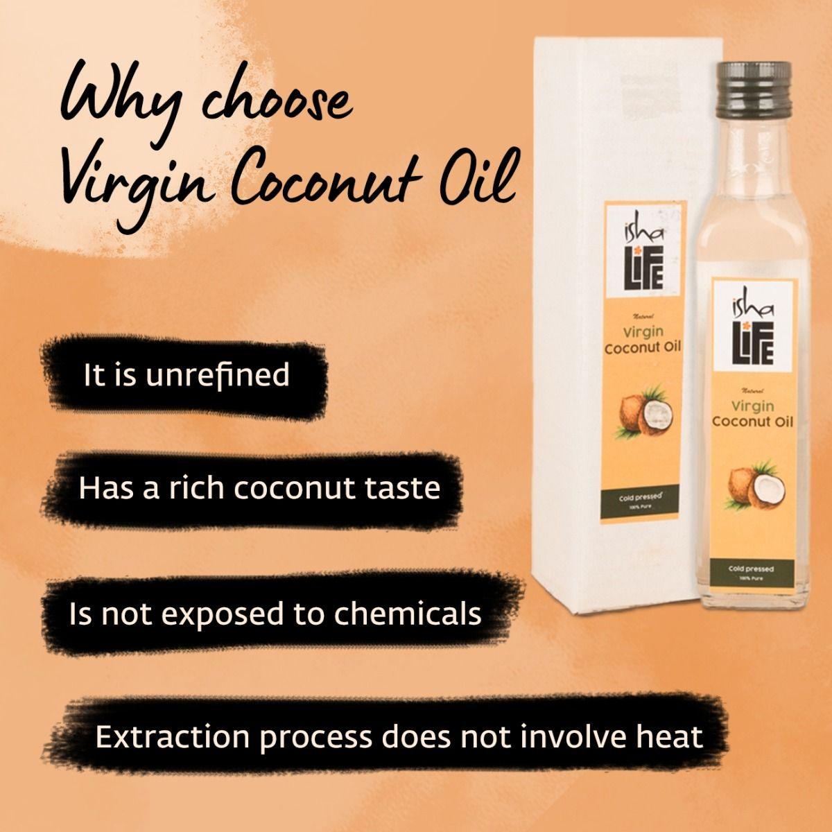 Picture of Isha Life Virgin coconut oil, Traditionally cold-pressed, No additives and preservatives (250ml)
