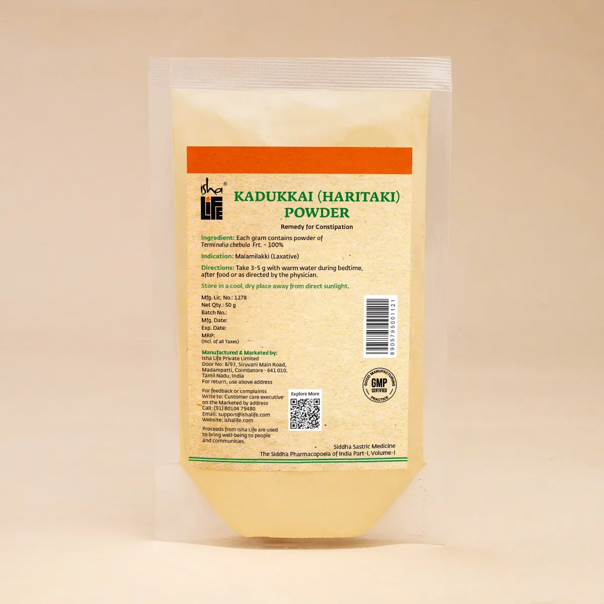 Picture of Isha Life Haritaki / Kadukkai Powder, 50 gm