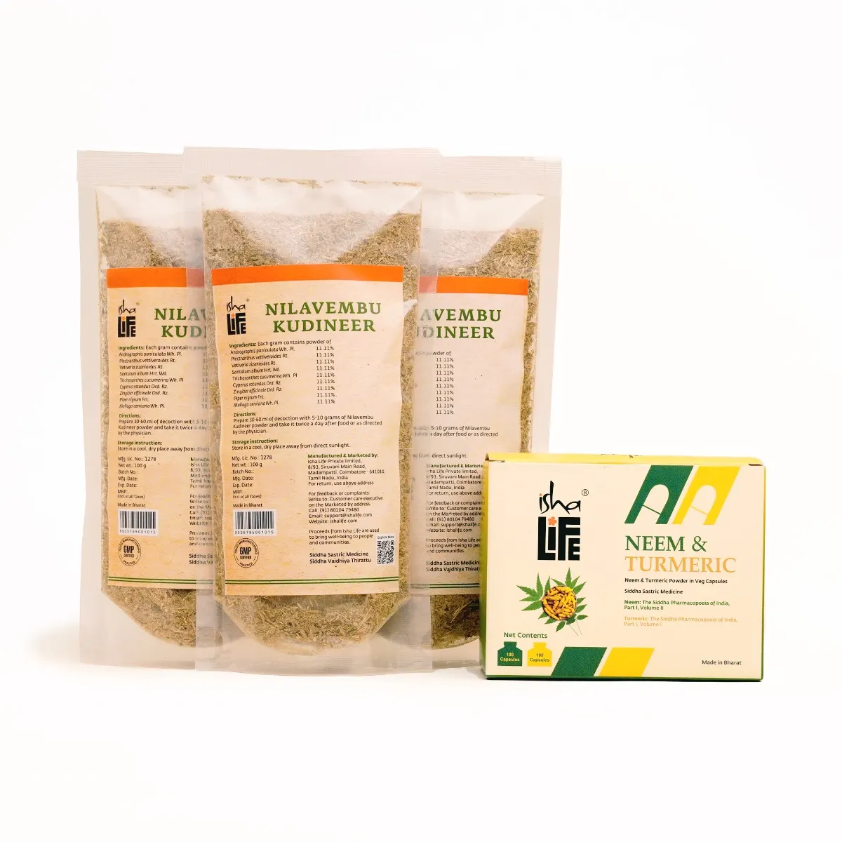 Picture of Isha Life Neem Turmeric capsule, Nilavmebu Kashayam : Super Immune booster 30-day pack