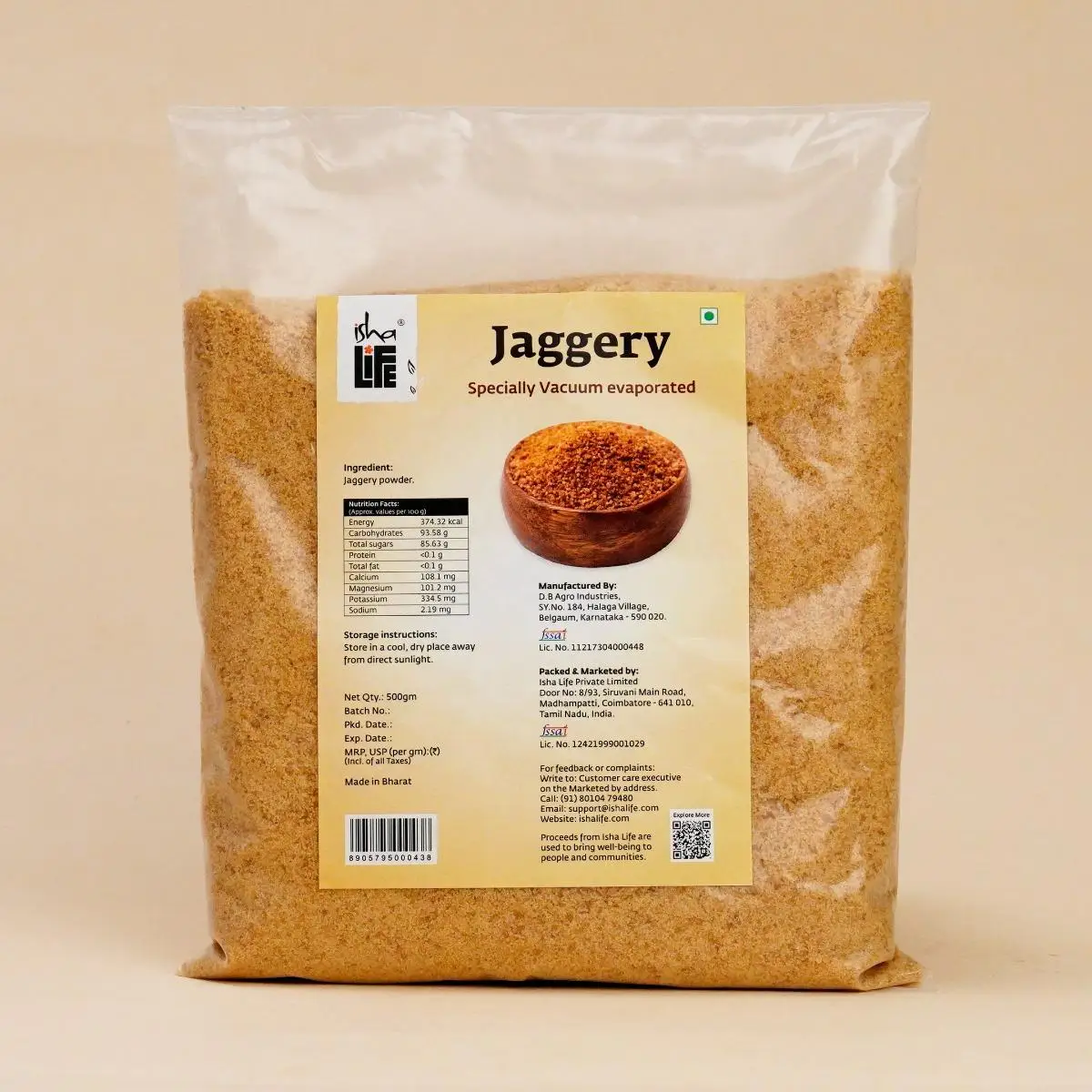 Picture of Isha Life Pure and natural Jaggery. Great alternative to white sugar. Chemical free. High in nutrition (500gm)