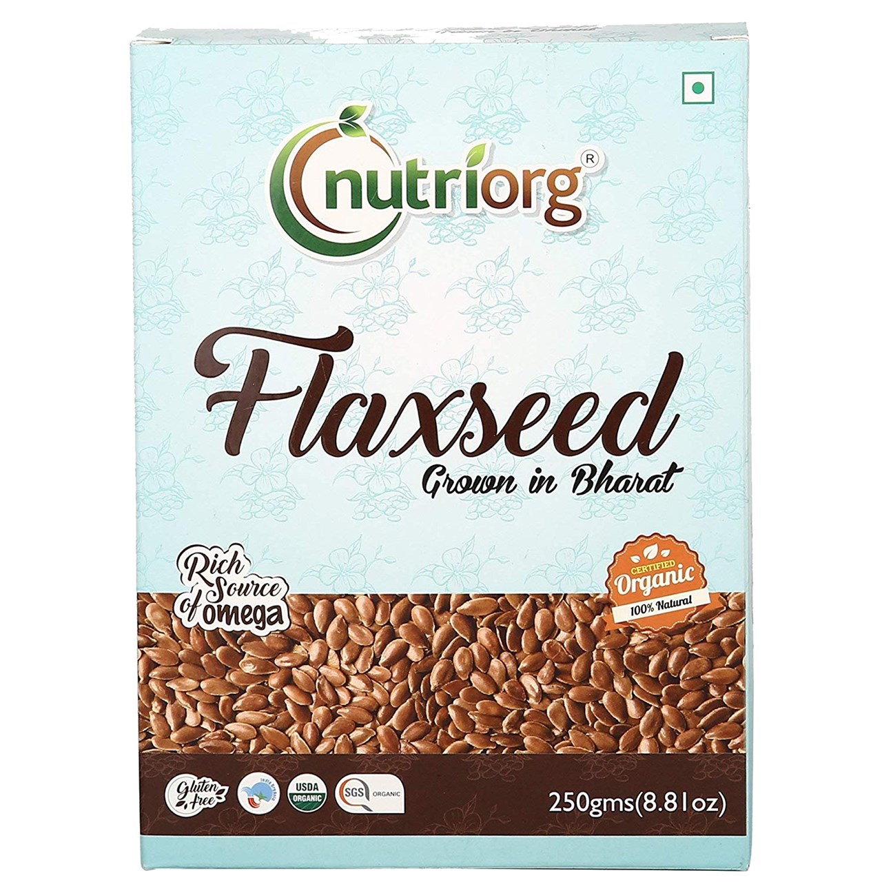 Picture of Nutriorg Certified Organic Flaxseed Raw 250g (Pack of 2)