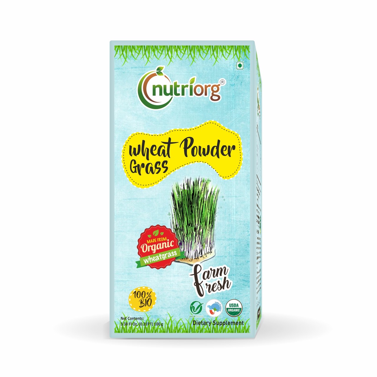 Picture of Nutriorg Certified Organic Wheatgrass powder - 100 gm