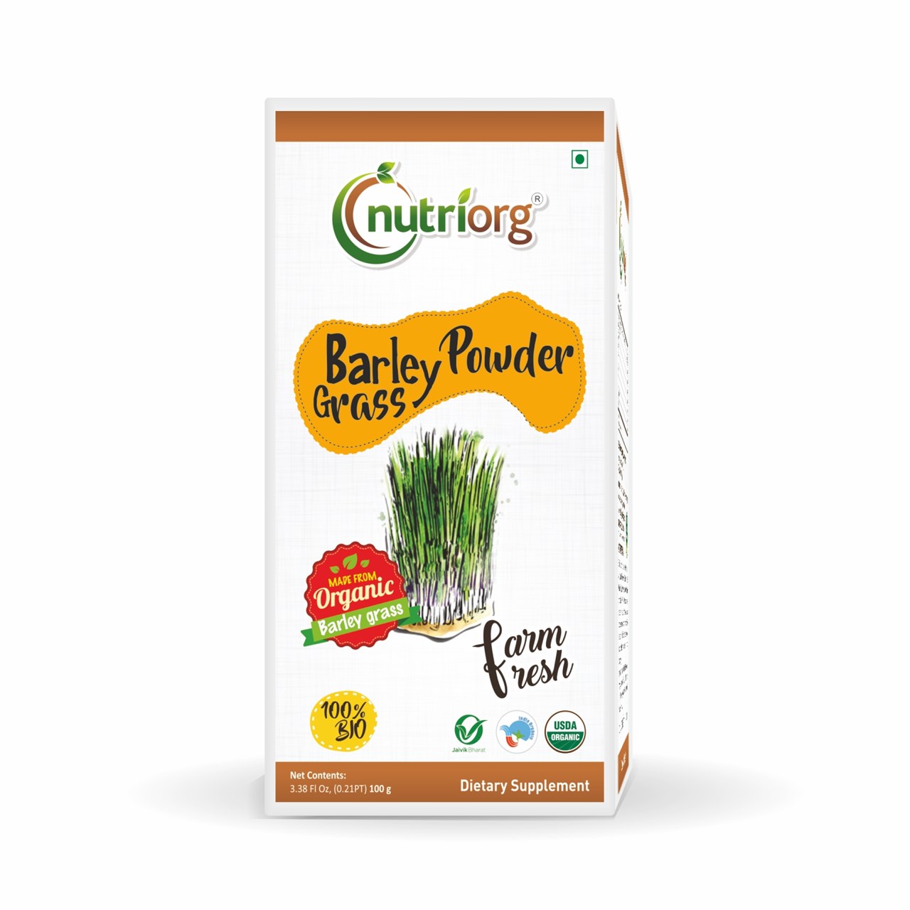 Picture of Nutriorg Certified Organic Barley Powder - 100 gm